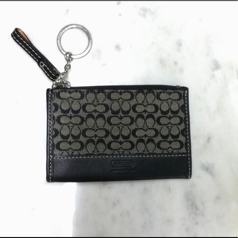 Vintage Coach Coin Card Case With Keyring - image 3